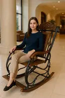 Elegant Wooden Iron Rocking Chair Stylish Swing