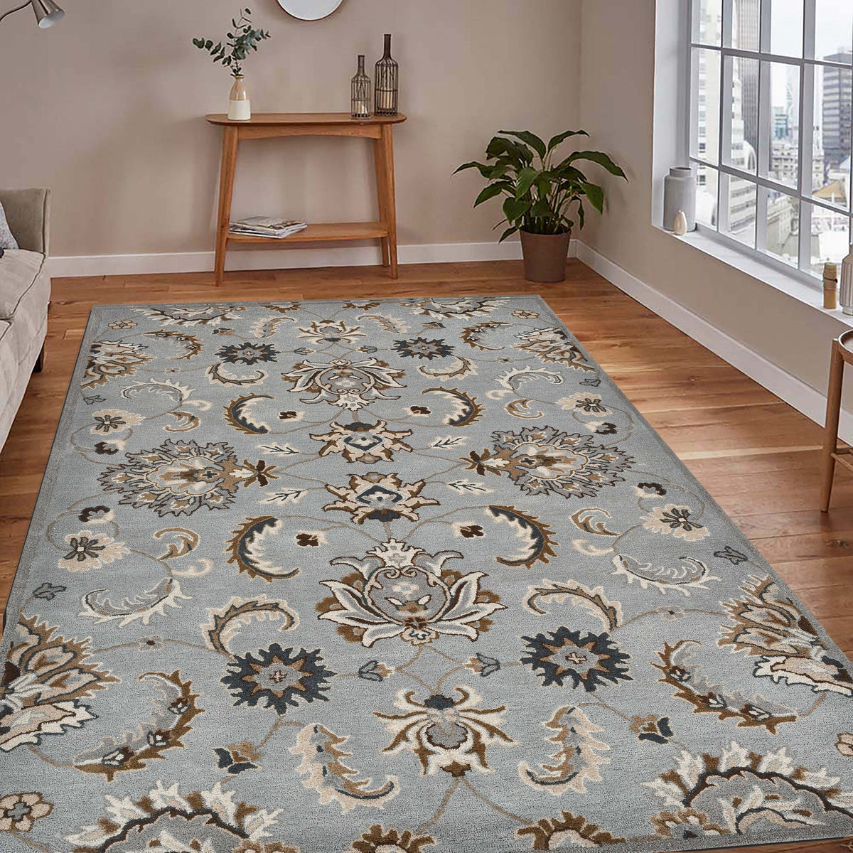 Luxury Handcrafted Floral Area Rug - 4x6, Premium Wool, Anti-Skid & Anti Slip Cotton Backing Carpet , Ideal for Bedroom, Living Room, and Dining Room, Kids Room, Office | Saraswati Global Rug Saraswati Global