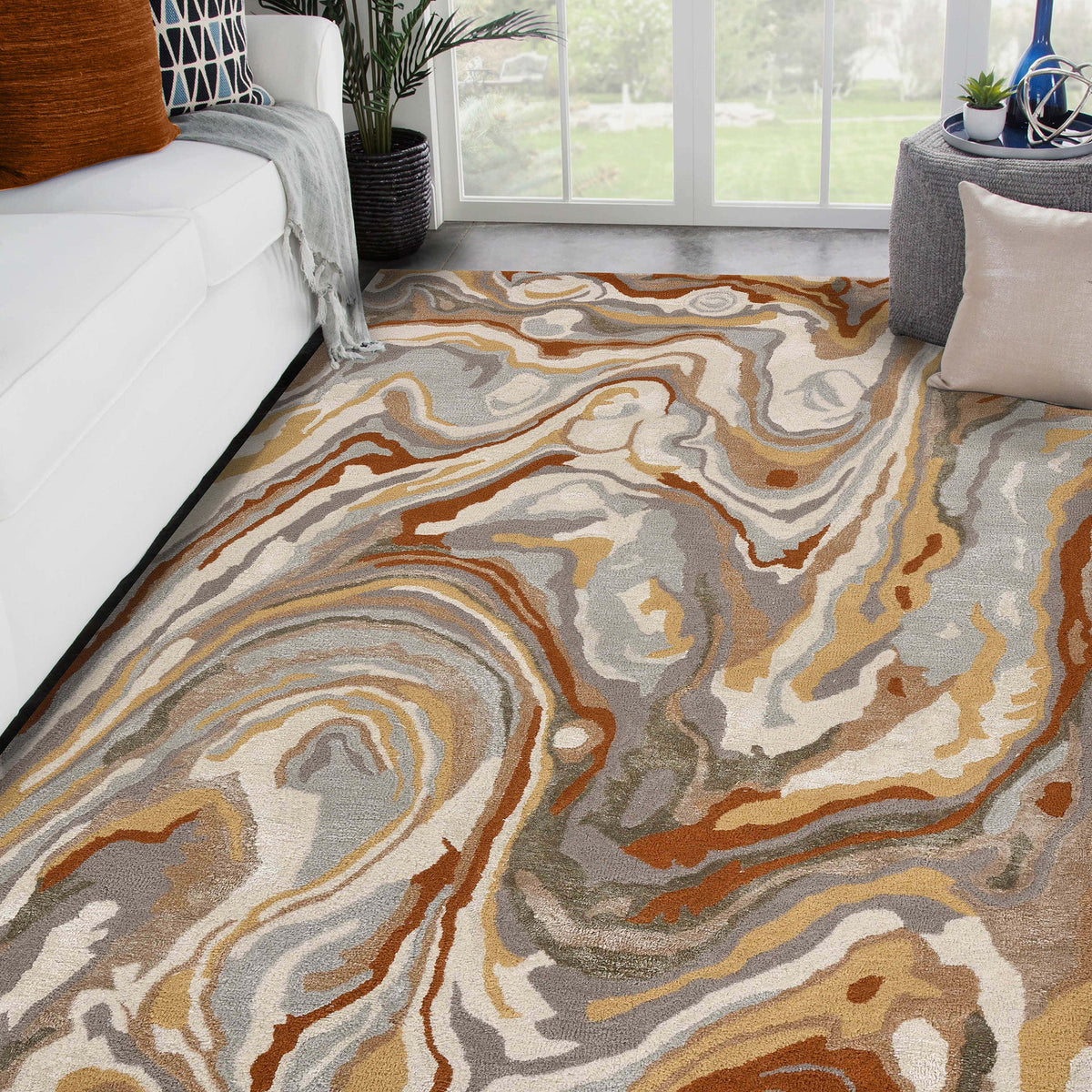 Saraswati Global Rug, Handmade Rug, Wool Area Rug, 8x10 Feet, Anti Slip & Anti Skid Baking Carpet, Modern Rug, Ideal for Bedroom, Living Room, and Dining Room, Kids Room, Office Rug. Saraswati Global