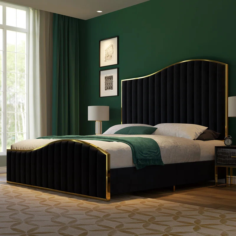 Callisburg Upholstered Bed Frame with Harp Headboard & Footboard OUCH CART