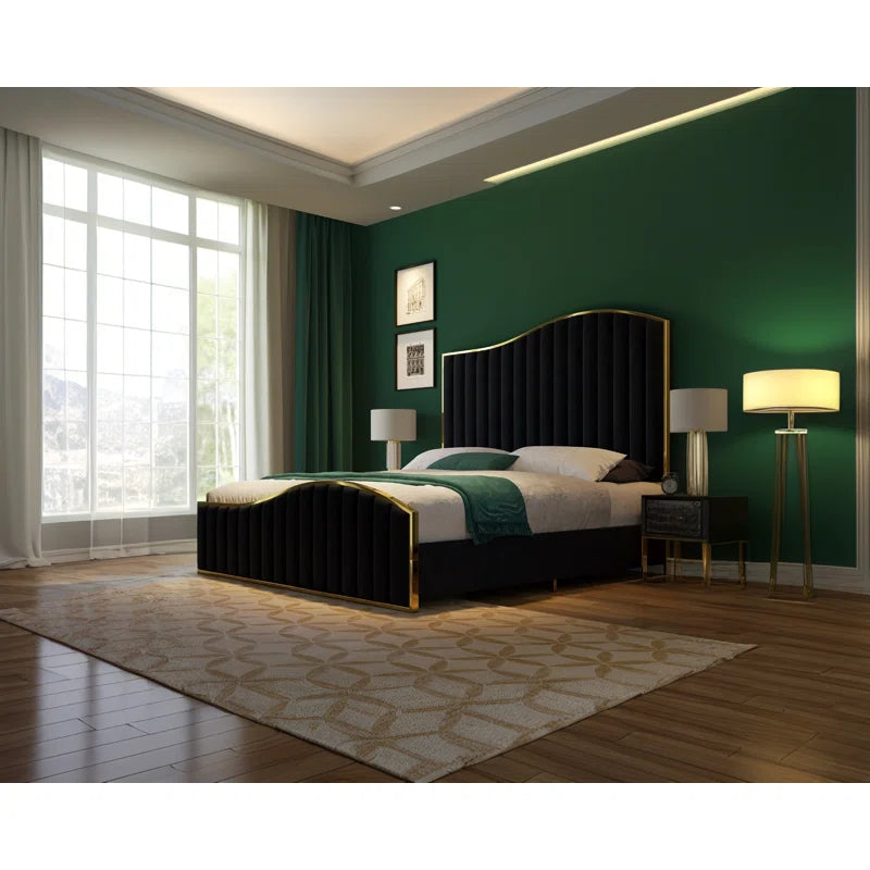 Callisburg Upholstered Bed Frame with Harp Headboard & Footboard OUCH CART