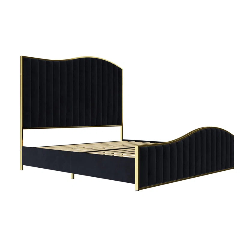 Callisburg Upholstered Bed Frame with Harp Headboard & Footboard OUCH CART