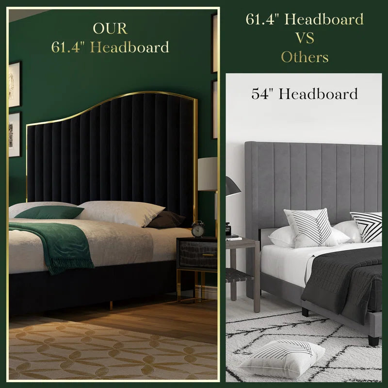 Callisburg Upholstered Bed Frame with Harp Headboard & Footboard OUCH CART