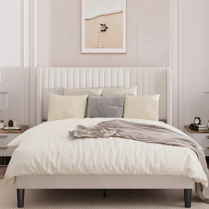 Candler Upholstered Platform Bed with Wingback OUCH CART