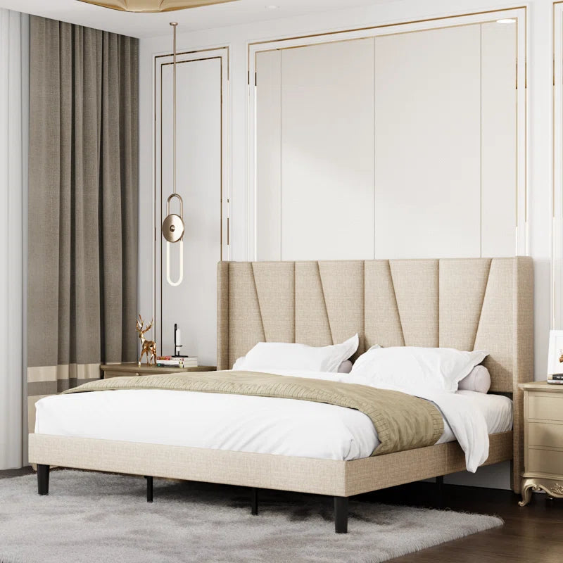 Canuto Upholstered Platform Bed with Wingback Headboard OUCH CART