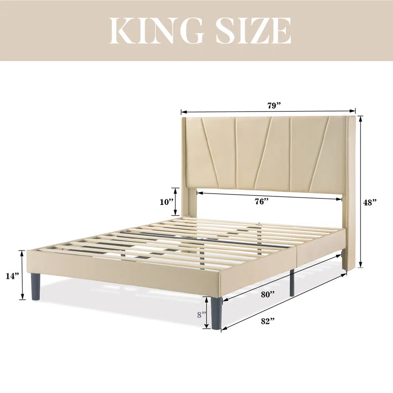 Canuto Upholstered Platform Bed with Wingback Headboard OUCH CART