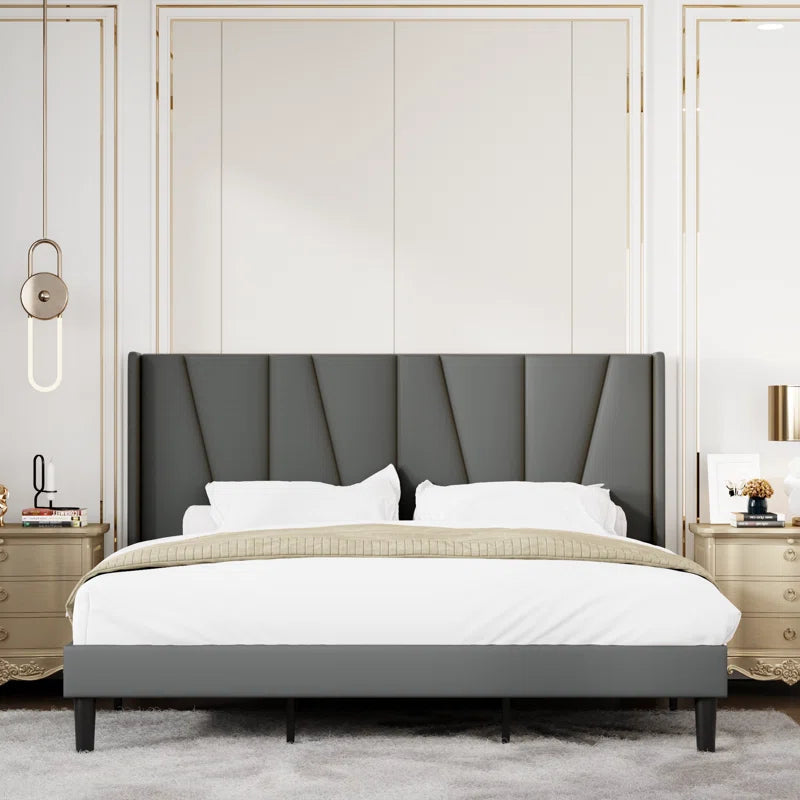 Canuto Upholstered Platform Bed with Wingback Headboard OUCH CART