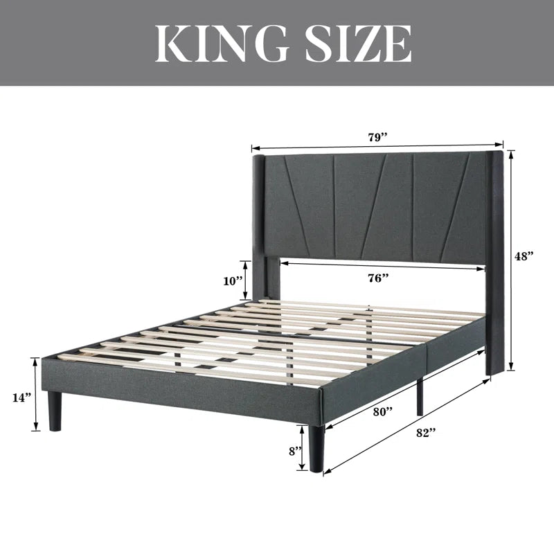 Canuto Upholstered Platform Bed with Wingback Headboard OUCH CART