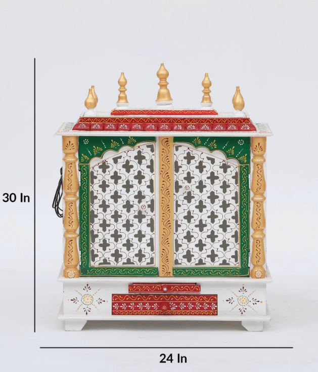 Multicolor Sheesham Wood & MDF Pooja Mandir With Door, - Ouch Cart