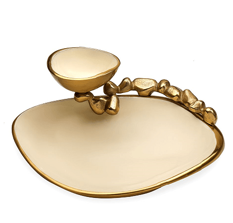 Stones Serving war Ivory enamle - Chip & Dip Platter - Ouch Cart