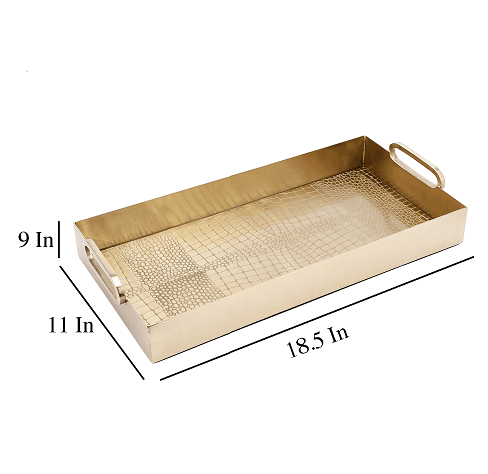 Hartley Gold Croc Tray with Handles - Ouch Cart