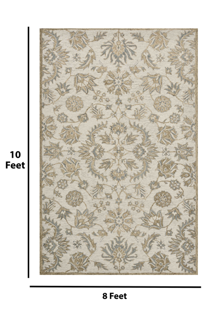 Saraswati Global Rug Luxury Handcrafted Area Rug - 8x10, Premium New Zealand Wool, Anti-Skid & Anti Slip Cotton Backing Carpet , Ideal for Bedroom, Living Room, and Dining Room, Kids Room, Office