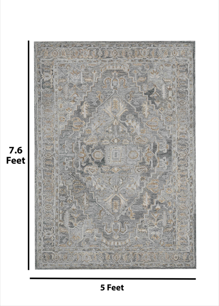 Saraswati Global Rug Handmade,Premium Wool, Area Rug,5x7.6 Elegant Designs, Anti-Skid & Anti Slip Backing Carpet , Ideal for Bedroom, Living Room, and Dining Room, Kids Room, Office Rug.