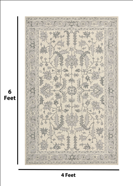 Saraswati Global Rug , Handmade Area Rug 4x6 Feet, Premium Wool, Anti-Skid & Anti Slip Backing Carpet , Ideal for Bedroom, Living Room, and Dining Room, Kids Room, Office,.