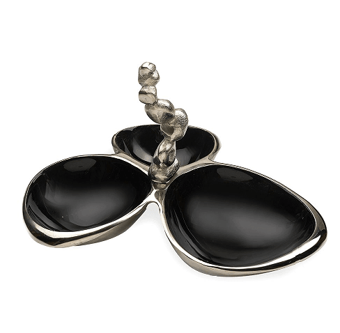 Stones Servingware Jet Black enamle - Triple Bowl Platter - Ouch Cart
