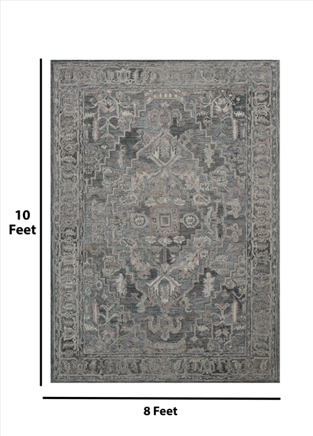 Saraswati Global Rug Luxury Handcrafted Floral Area Rug - 8x10 Feet, Premium Wool, Anti-Skid & Anti Slip Cotton Backing Carpet , Ideal for Bedroom, Living Room, and Dining Room, Kids Room, Office.