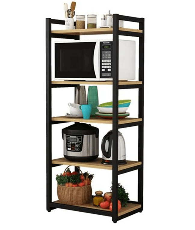 Beige 5 Tier Multilayer Microwave Stand - Ouch Cart