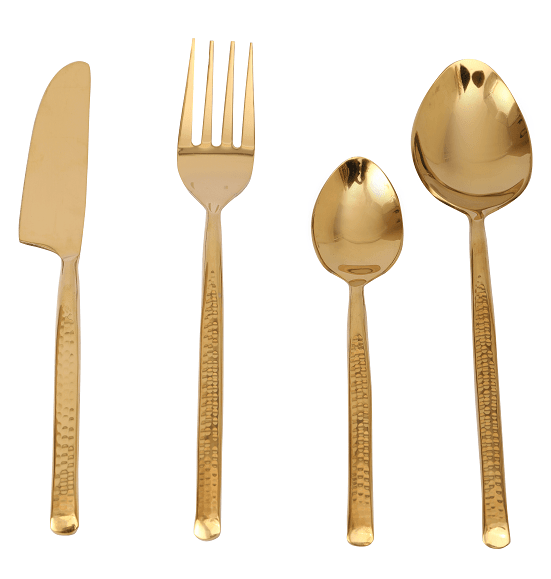 Artisan Dot Hammered Gold Cutlery Set - Ouch Cart