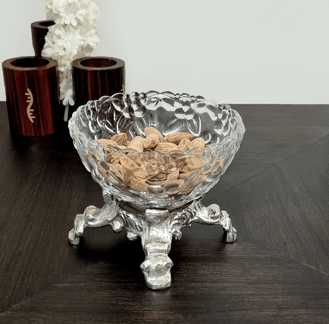 Four Legged Aristocrat's Glass Bowl (Silver) - Ouch Cart