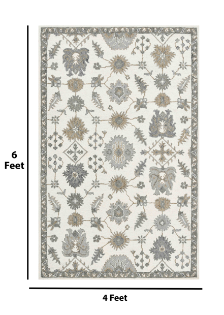 Saraswati Global Rug Handmade Area Rug 4x6 Feet, Premium Wool, Anti-Skid & Anti Slip Backing Carpet , Ideal for Bedroom, Living Room, and Dining Room, Kids Room, Office.
