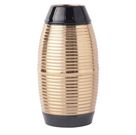 Regal Black and Gold Banded Enamel Vase - Ouch Cart