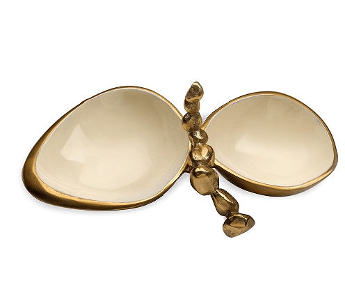 Stones Servingware Ivory enamle - Double Bowl Platter - Ouch Cart