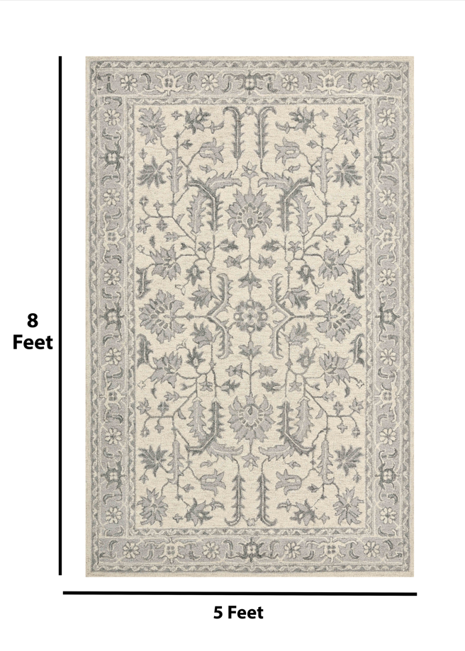 Saraswati Global Rug , Handmade Area Rug, 5x8 Feet, Wool & Viscose Rug, Luxurious Anti-Skid & Anti Slip Backing Carpet , Ideal for Bedroom, Living Room, and Dining Room, Kids Room, Office Rug.