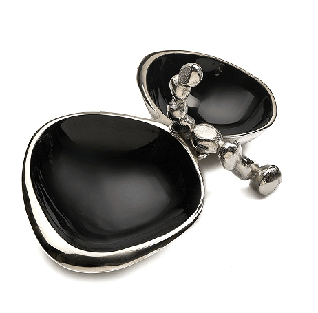Stones Servingware Jet Black enamle - Double Bowl Platter - Ouch Cart