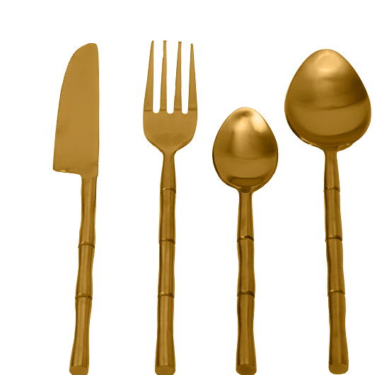 Bamboo Elegance Gold Cutlery Set
