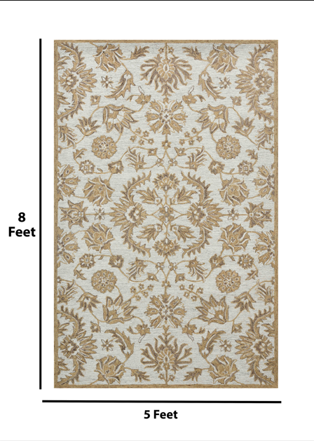 Saraswati Global Rug Premium Modern Best Quality Wool Rug, 5x8 Handmade Area Rug, Anti-Skid & Anti Slip Cotton Backing Carpet , Ideal for Bedroom, Living Room, and Dining Room, Kids Room, Office Saraswati Global