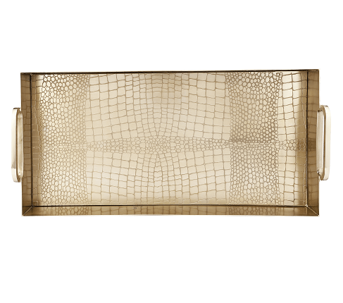 Hartley Gold Croc Tray with Handles