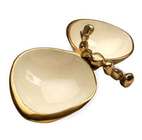 Stones Servingware Ivory enamle - Double Bowl Platter - Ouch Cart