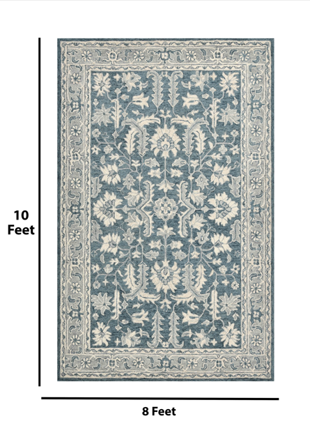 Saraswati Global Rug Premium Wool Rug, 8x10 Handmade Area Rug, Anti-Skid & Anti Slip Cotton Backing Carpet , Ideal for Bedroom, Living Room, and Dining Room, Kids Room, Office Saraswati Global