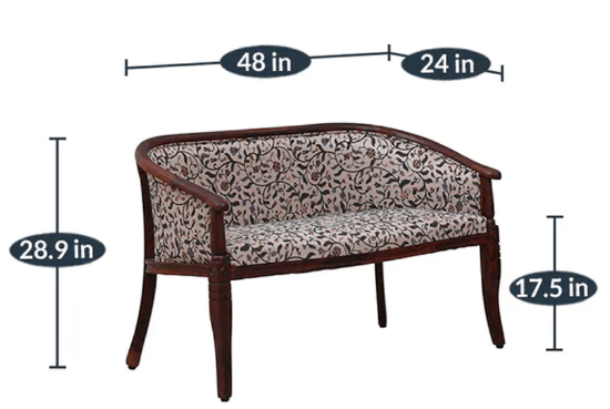 Sheesham Wood 2 Seater Sofa In Scratch Resistant Honey Oak Finish in Multicolor - Ouch Cart