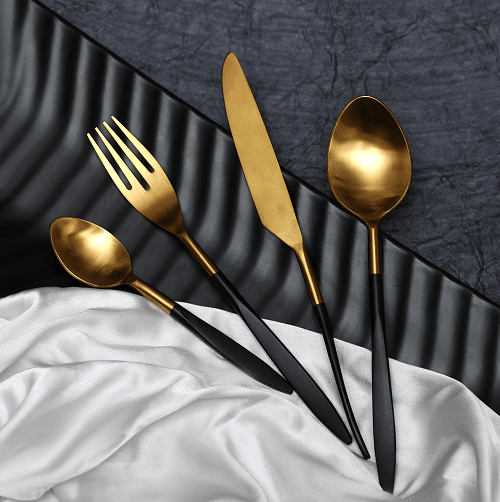 Midnight Opulence Black & Gold Cutlery Set - Ouch Cart