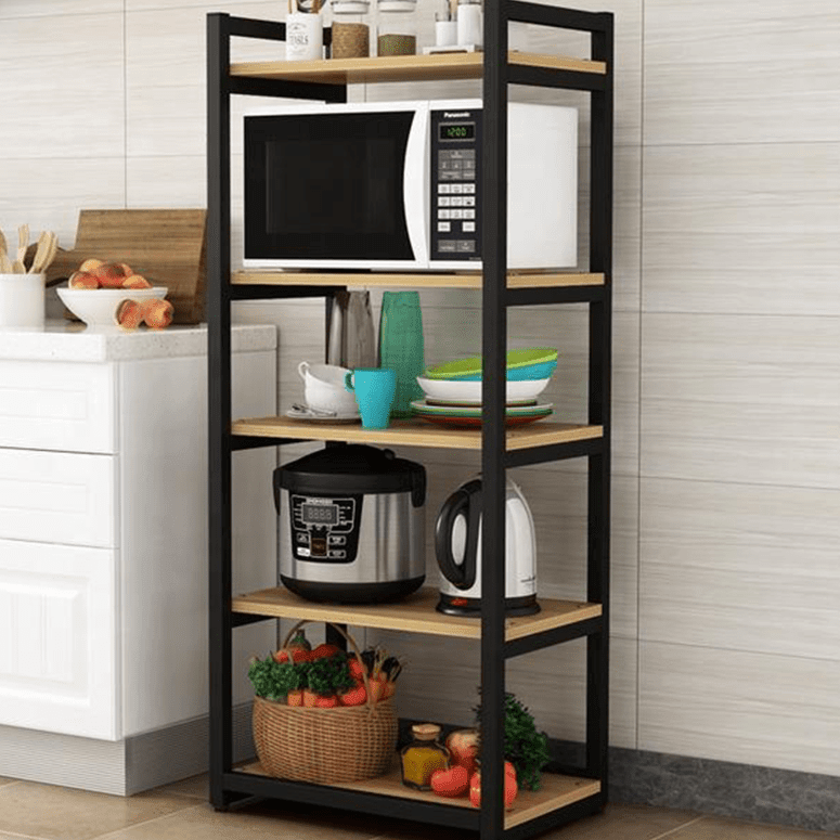 Beige 5 Tier Multilayer Microwave Stand - Ouch Cart