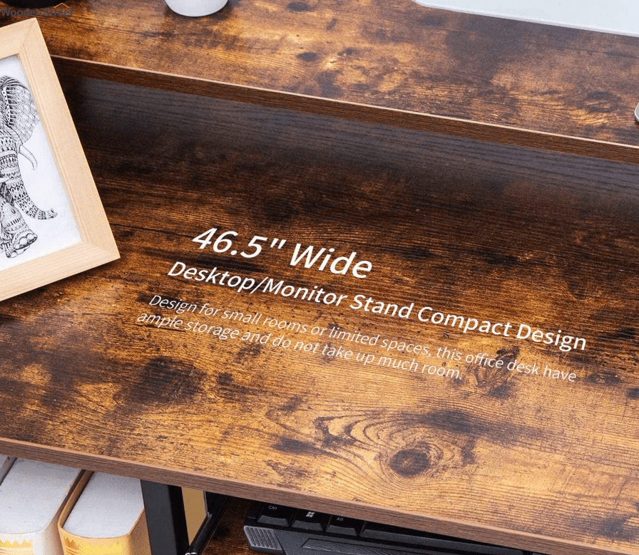 Computer Desk with Storage Shelves and Keyboard Tray - Ouch Cart