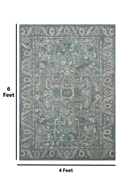Saraswati Global Rug, Wool Area Rug, 4x6 Feet, Luxurius Rug, Ideal for Bedroom, Living Room, and Dining Room, Kids Room, Office Rug, Anti-Skid & Anti Slip Backing Carpet.