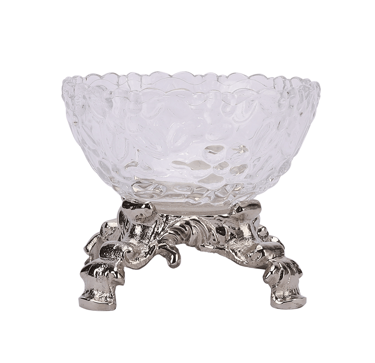 Four Legged Aristocrat's Glass Bowl (Silver) - Ouch Cart