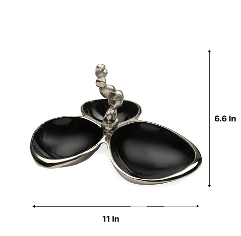 Stones Servingware Jet Black enamle - Triple Bowl Platter - Ouch Cart