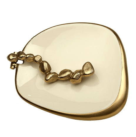 Stones Serving ware Ivory enamle - Napkin Holder Gold - Ouch Cart