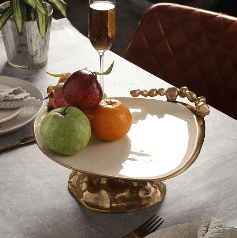 Stones Serving ware Jet Ivory enamle - Cake Stand - Ouch Cart