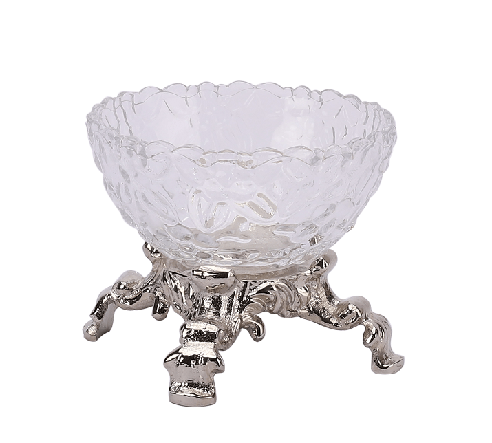 Four Legged Aristocrat's Glass Bowl  (Silver)