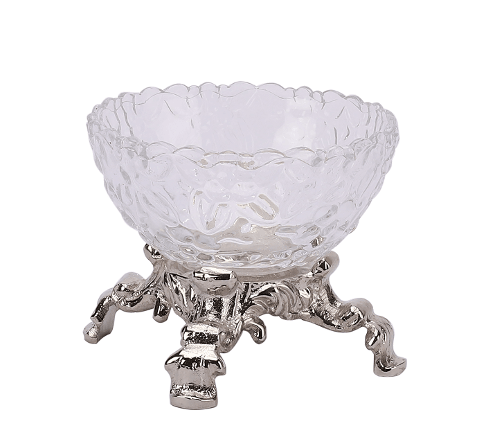 Four Legged Aristocrat's Glass Bowl (Silver) - Ouch Cart