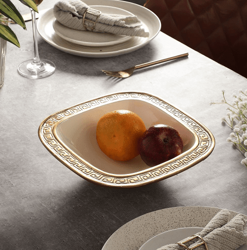 Versace Design Bowl in Ivory Enamle & Silver Finish - Ouch Cart