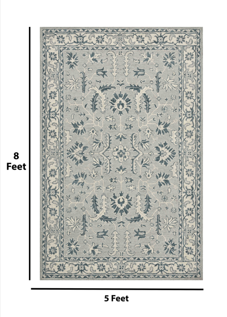 Saraswati Global Rug, Premium Wool Area Rug, 5x8 Feet, Luxury Rug, Ideal for Bedroom, Living Room, and Dining Room, Kids Room, Office Rug, Anti-Skid & Anti Slip Backing Carpet.