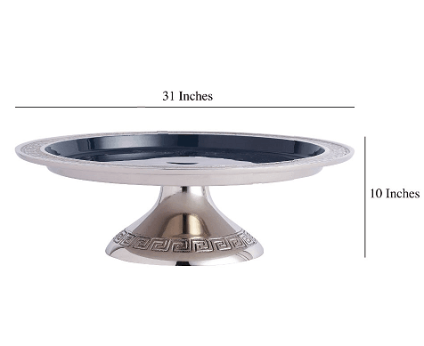 Versace Design Cake Stand in Blue Enamle & Silver Finish - Ouch Cart