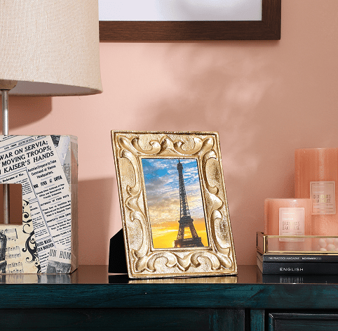 Leaf Pattern Photo Frame Gold Small Size - Ouch Cart