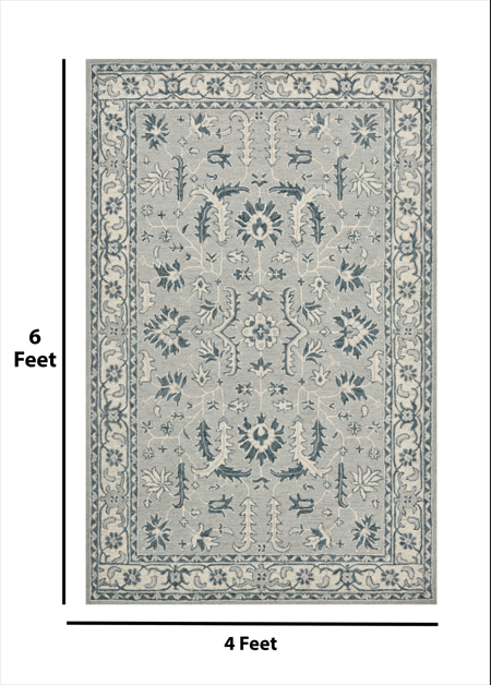 Saraswati Global Rug, Wool Area Rug, 4x6 Feet, Luxurius Rug, Ideal for Bedroom, Living Room, and Dining Room, Kids Room, Office Rug, Anti-Skid & Anti Slip Backing Carpet.