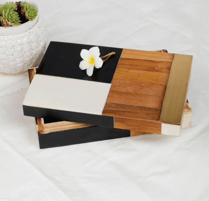 Stylish Photo Frames With Jewelry Box Combo In Brass , Marble and Wood By Fita - Ouch Cart